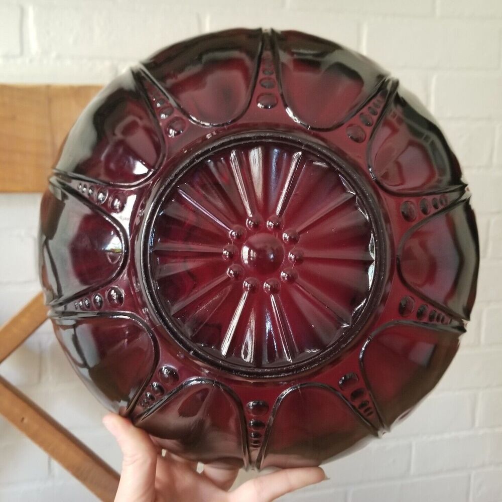 Anchor Hocking Oyster And Pearl 10" Large Serving Bowl, Royal Ruby Red